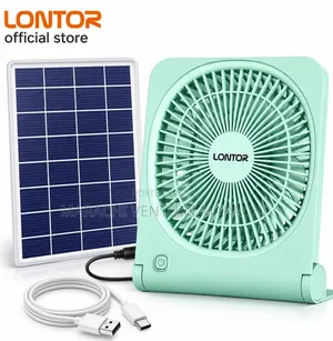 Lontor 6 Inches Rechargeable Mini Desk Table Fan With Solar Panel