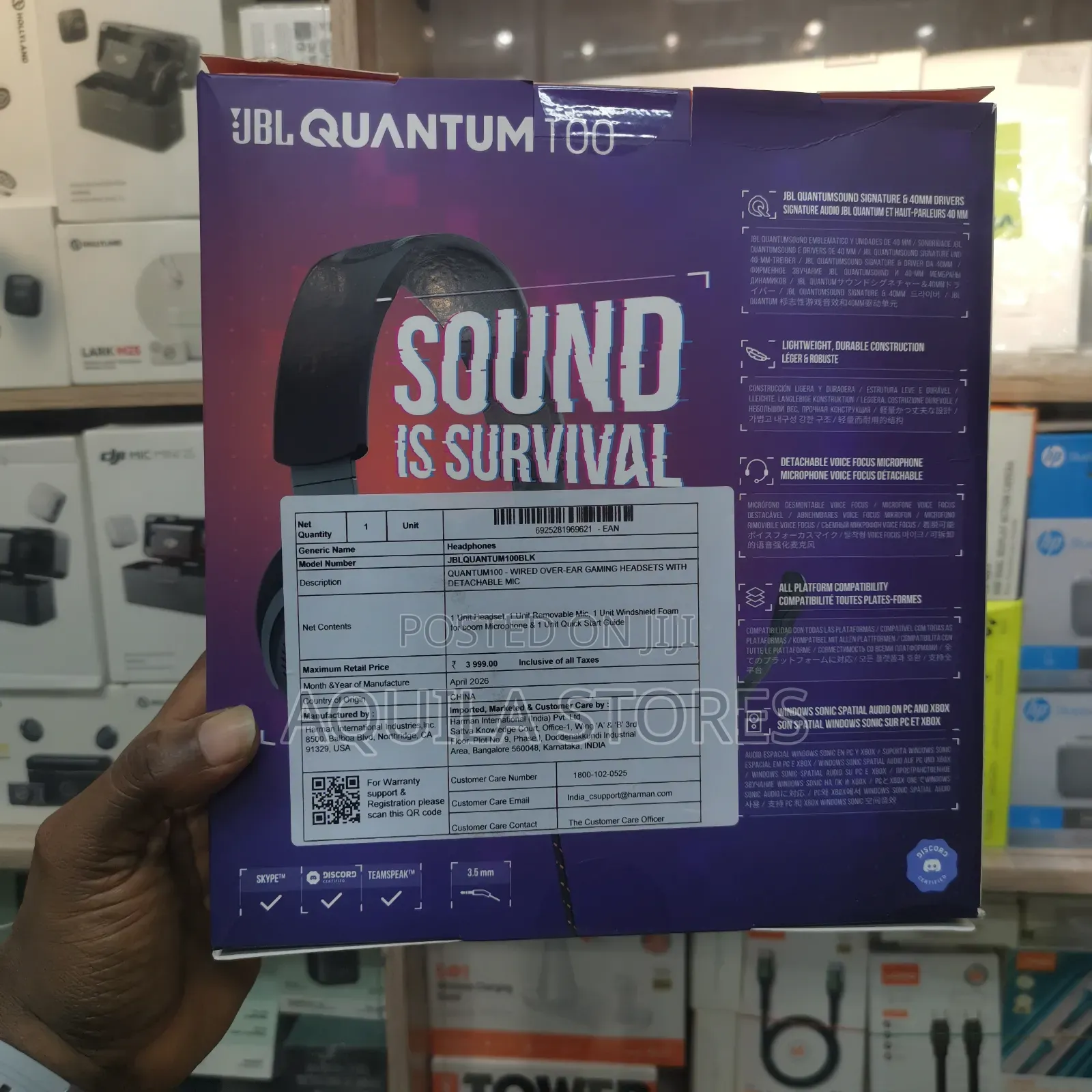JBL Quantum 100 Wired Over-Ear Gaming Headset
