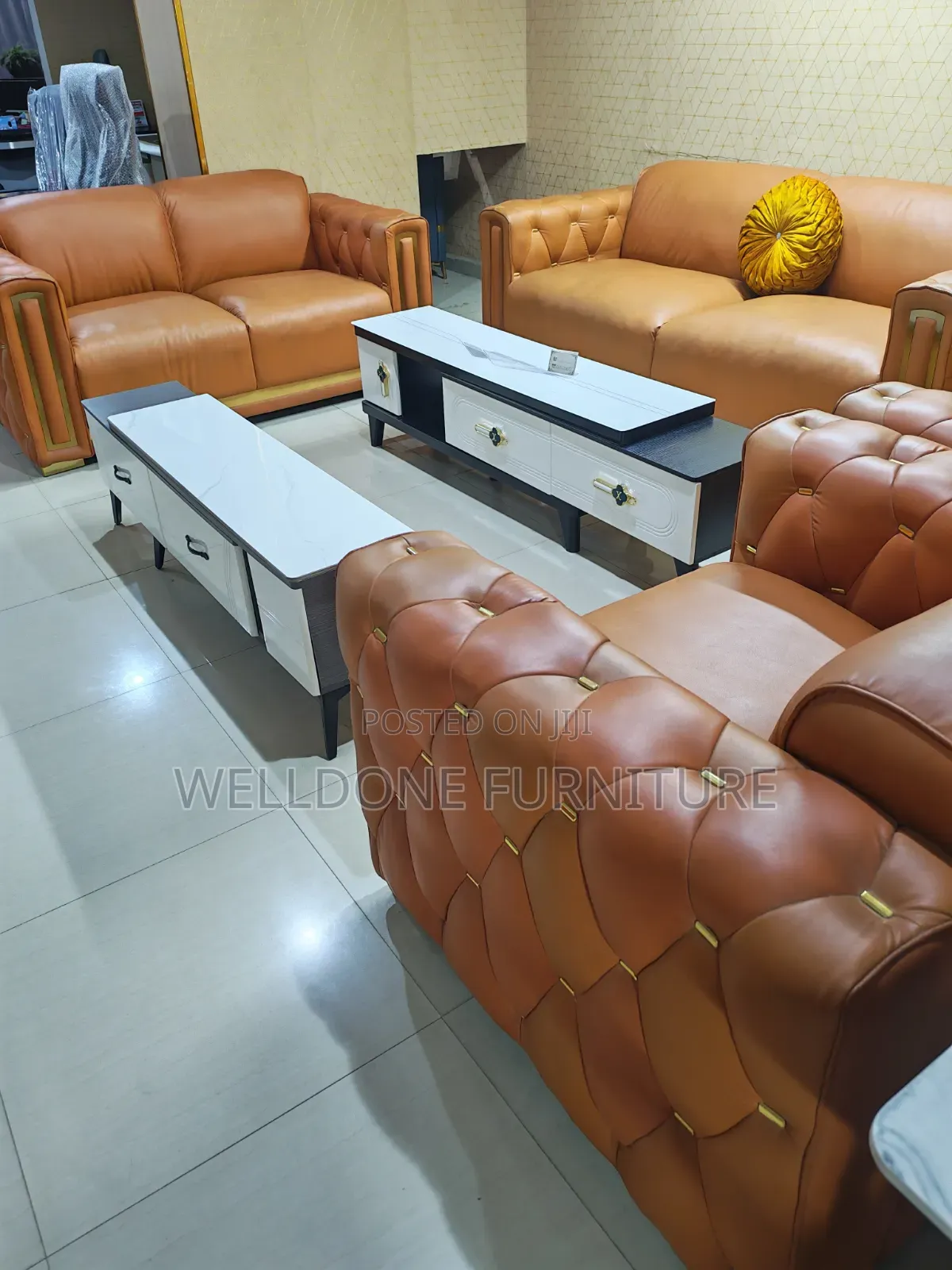 Orange Color Modern Design 7seaters Sofa