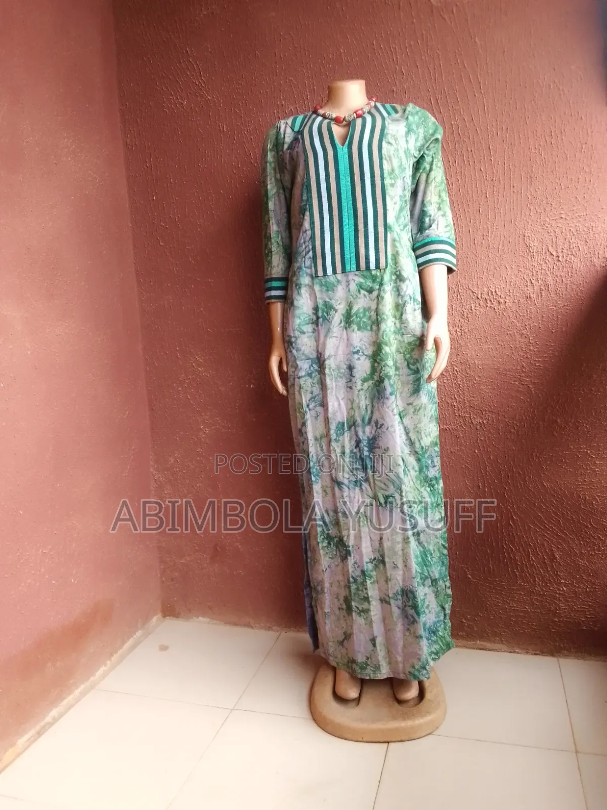 Adire Gown With Asooke Design