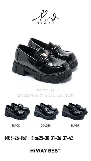 Girls Patent Leather Buckle Platform Loafers