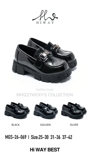 Girls Patent Leather Buckle Platform Loafers
