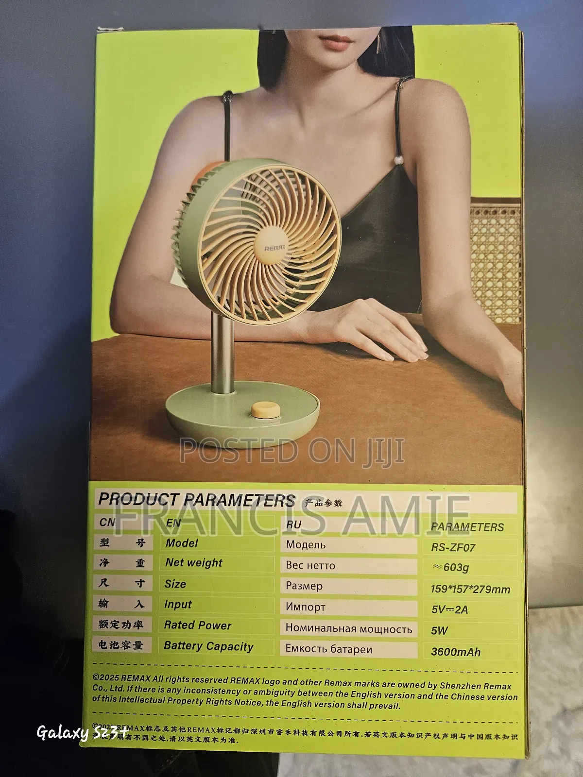 Remax Rechargeable Table Fan