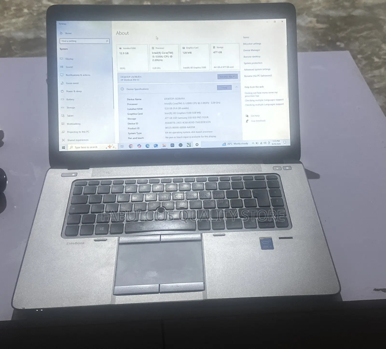 Laptop HP EliteBook 850 G2 12GB Intel Core i5 SSD 500GB