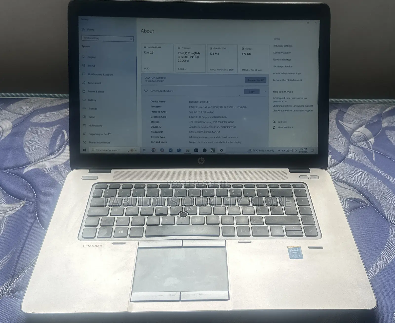 Laptop HP EliteBook 850 G2 12GB Intel Core i5 SSD 500GB