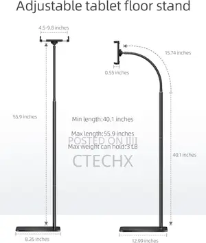 Adjustable Metal Tablet Phone Stand Flexible Gooseneck, (4.7''-13'')
