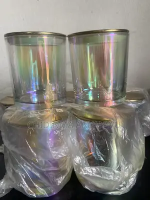 300ML Beautiful Electroplated Candle Jar With Gold Lid