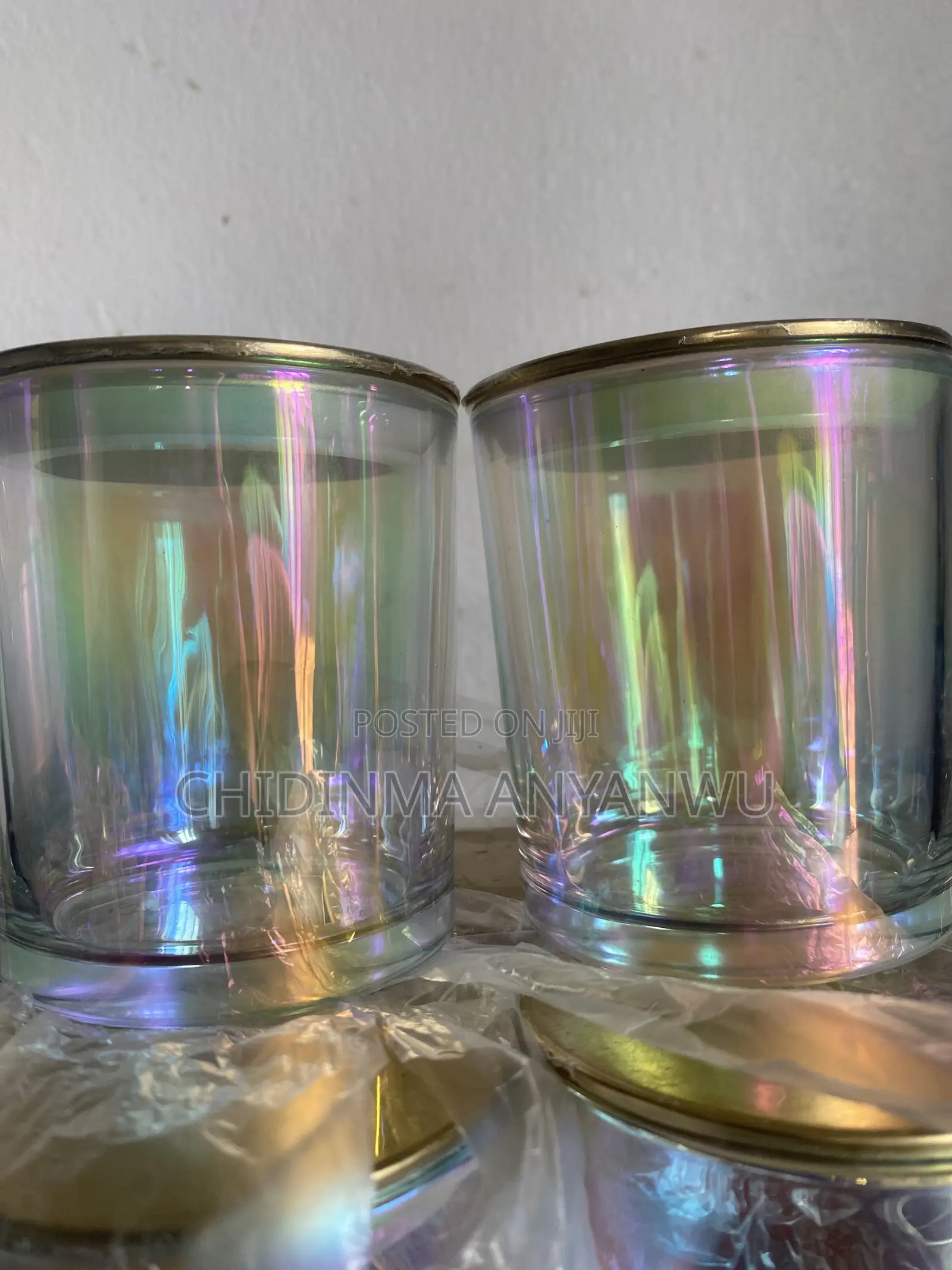 300ML Beautiful Electroplated Candle Jar With Gold Lid