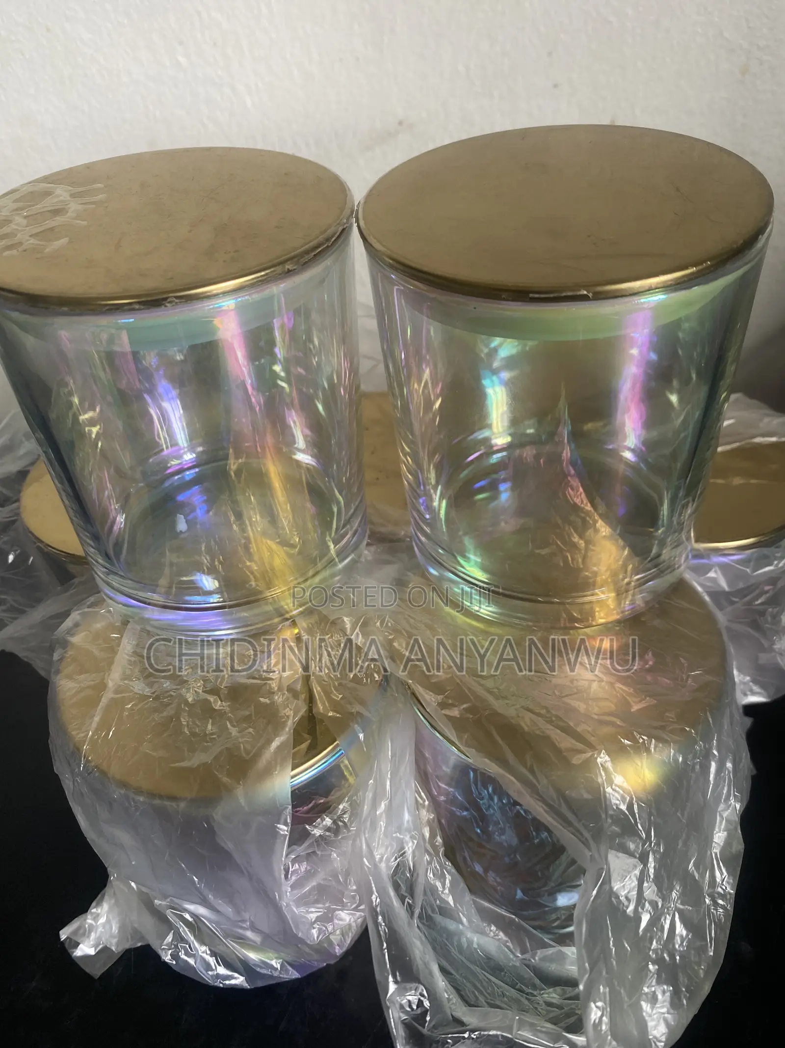 300ML Beautiful Electroplated Candle Jar With Gold Lid