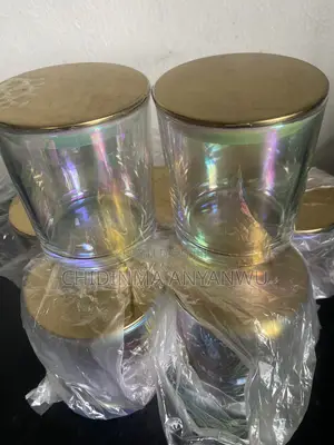 300ML Beautiful Electroplated Candle Jar With Gold Lid