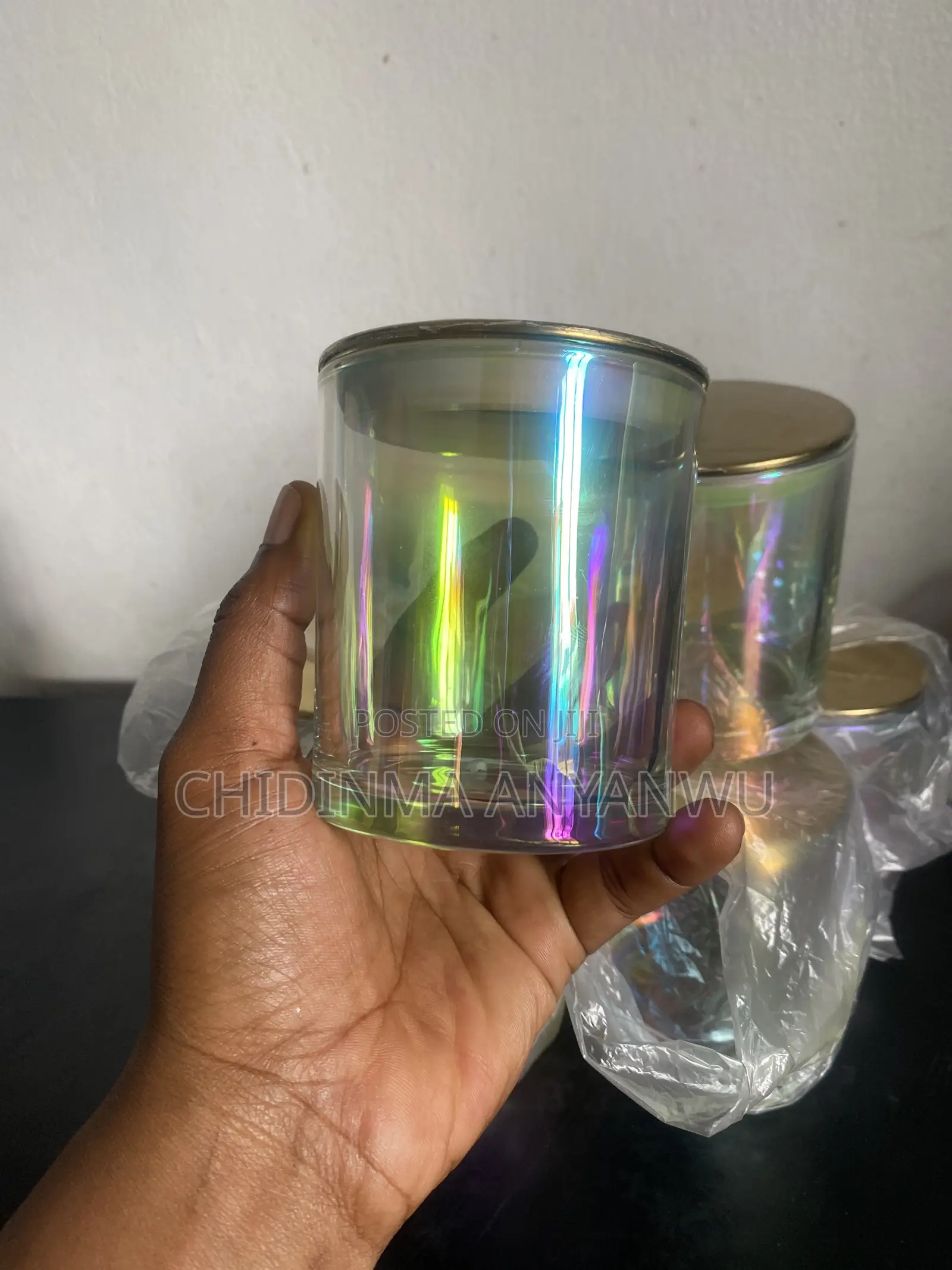 300ML Beautiful Electroplated Candle Jar With Gold Lid