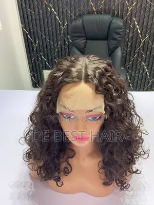 Human Hair Blend With 13*4 Closure SDD Pixie Curl 16 Inches Dark Brown