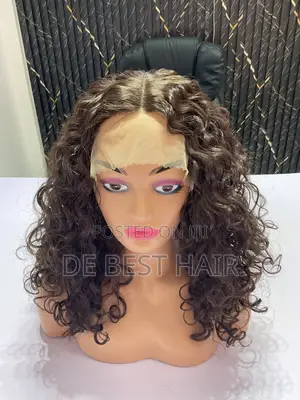 Human Hair Blend With 13*4 Closure SDD Pixie Curl 16 Inches Dark Brown