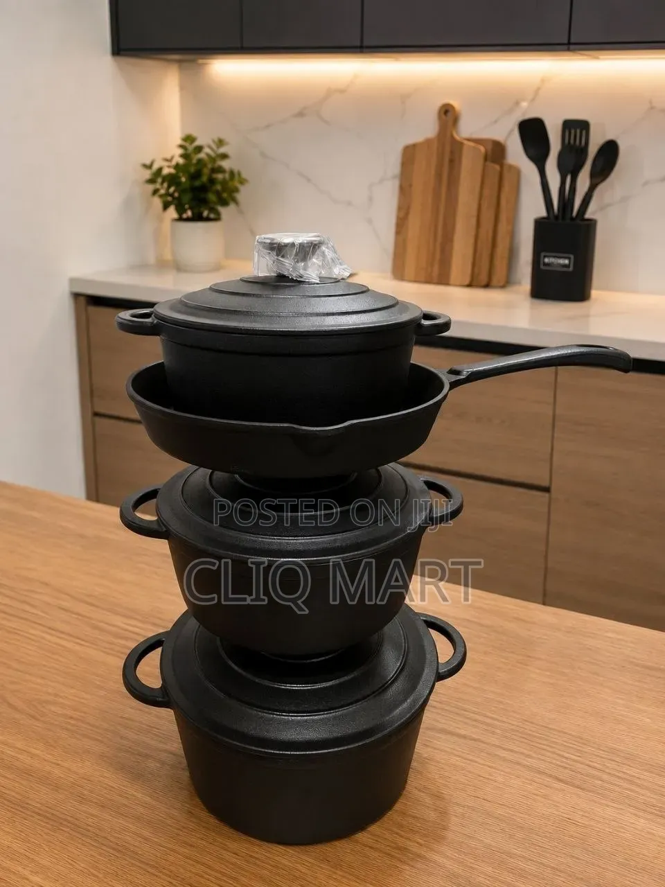 Cast Iron Pot Set – Non-Stick Cookware With Lids Frying Pan