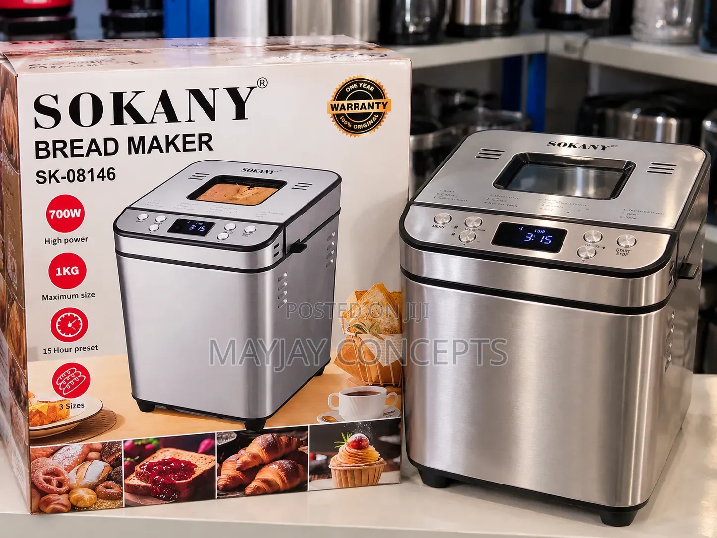 Sokany SK-08146 1kg Automatic Bread Maker 700W With 15-Hour Timer
