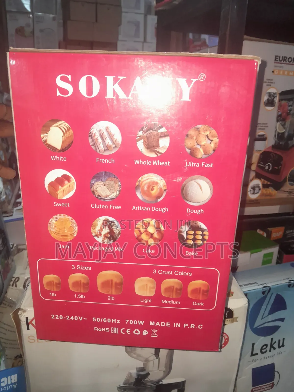 Sokany SK-08146 1kg Automatic Bread Maker 700W With 15-Hour Timer