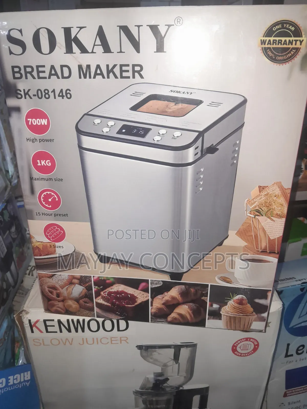 Sokany SK-08146 1kg Automatic Bread Maker 700W With 15-Hour Timer