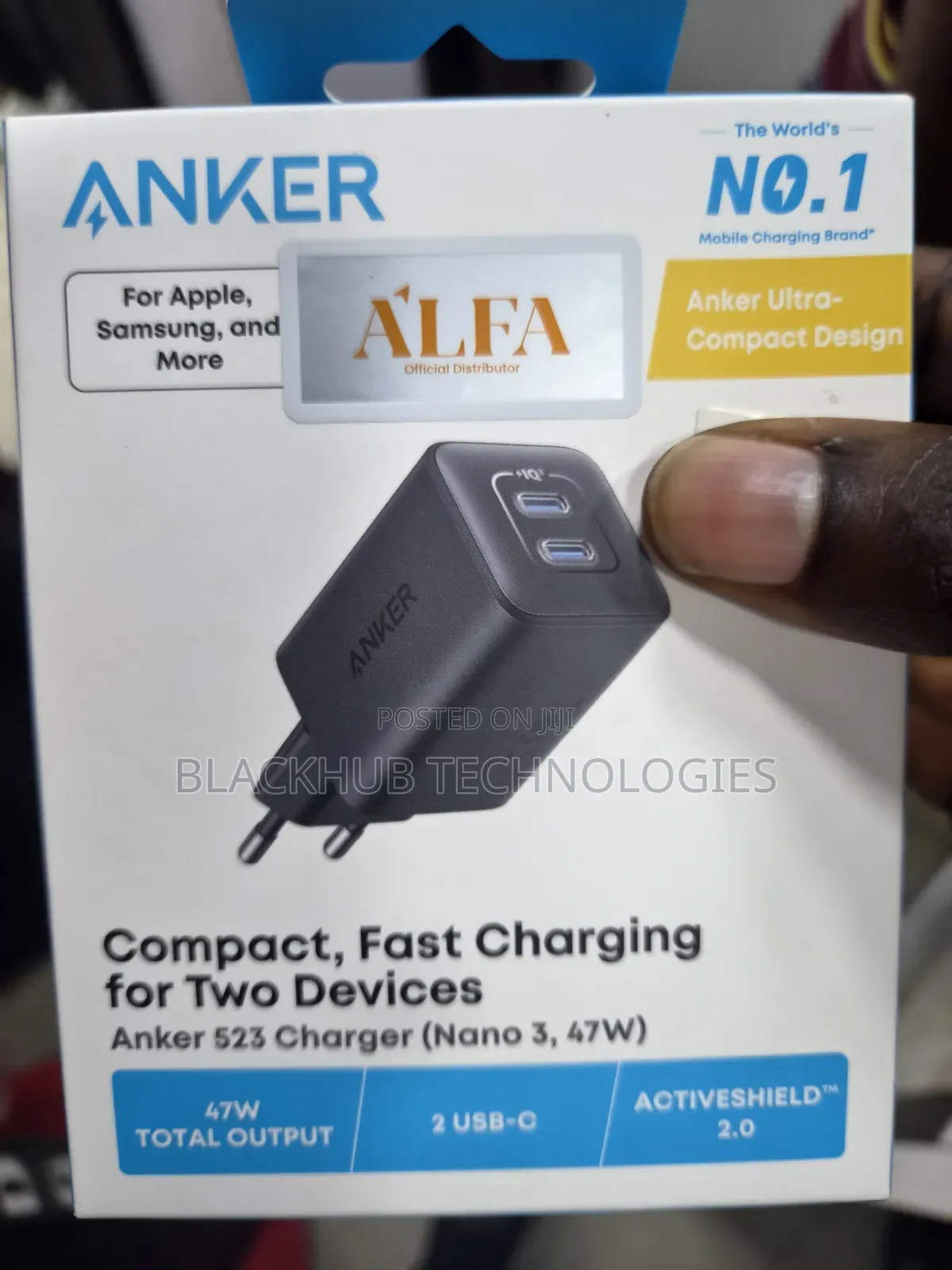 Anker Nano Compact 47W USB-C Dual,Fast Charger,2-Pins,Active Shield