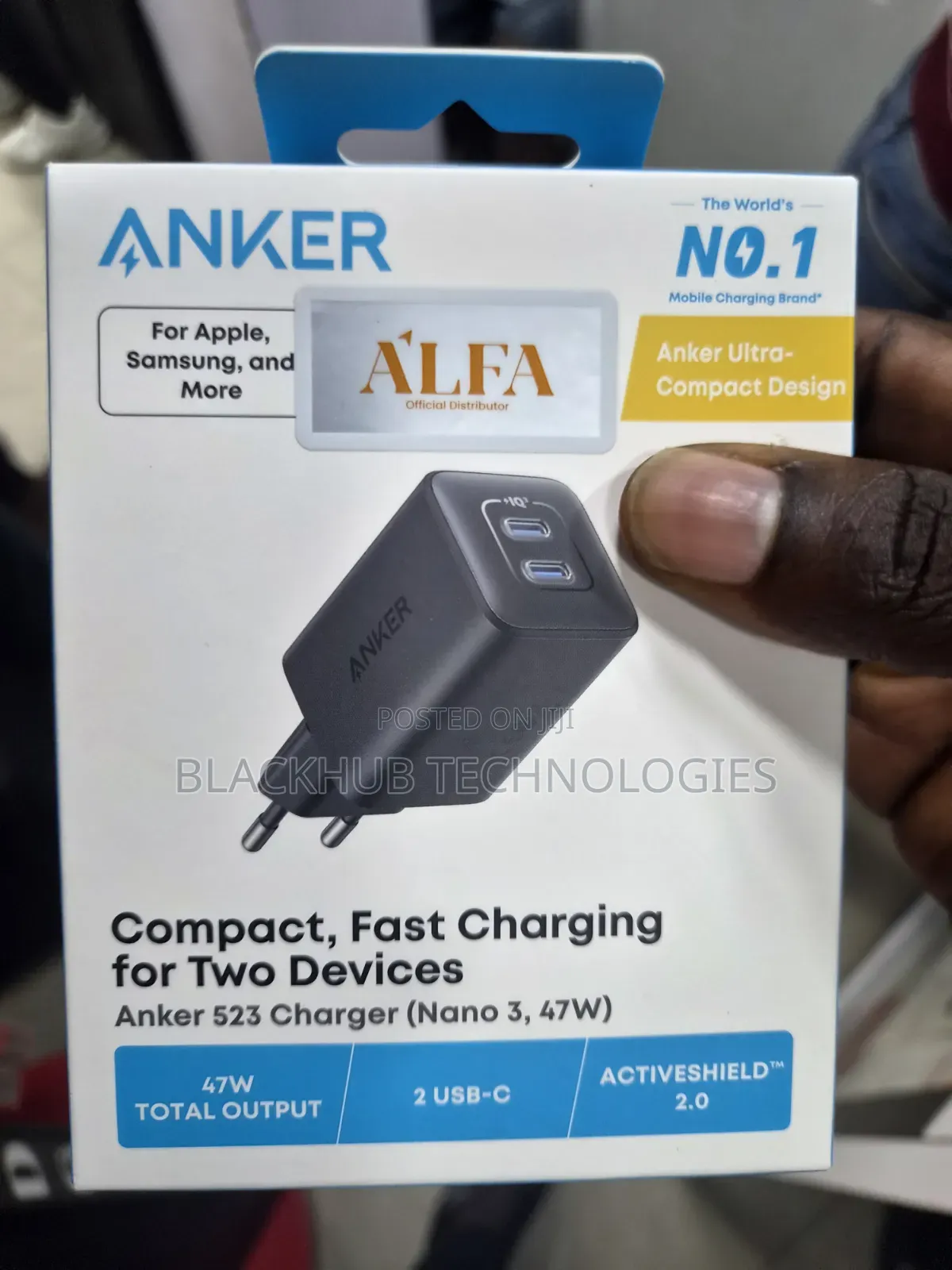 Anker Nano Compact 47W USB-C Dual,Fast Charger,2-Pins,Active Shield