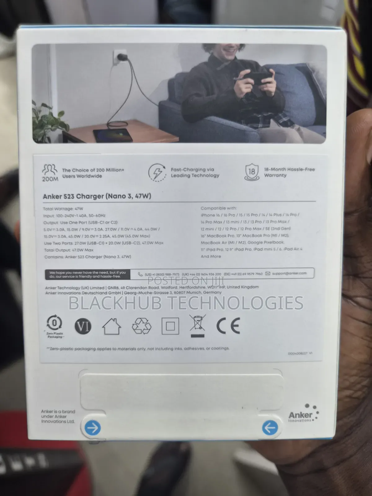 Anker Nano Compact 47W USB-C Dual,Fast Charger,2-Pins,Active Shield