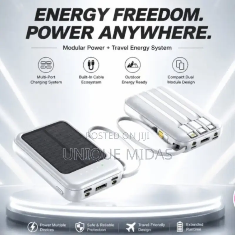 Solar Power Bank Mini Built-in Cables