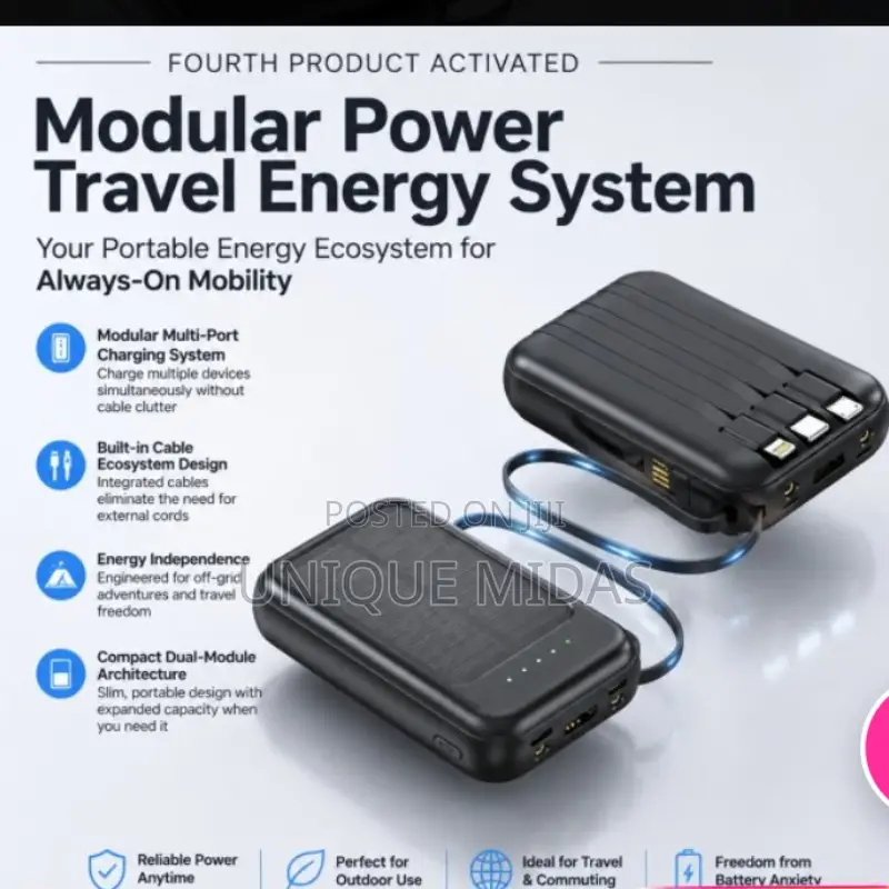 Solar Power Bank Mini Built-in Cables