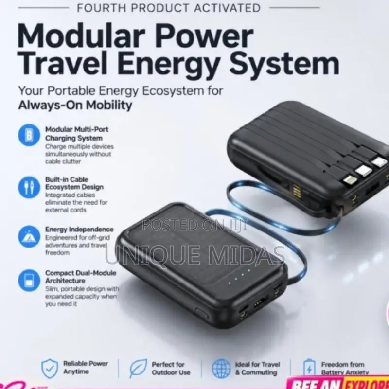 Solar Power Bank Mini Built-in Cables