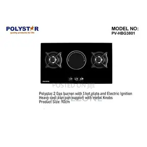 Polystar 2 Gas Burners 1 Hot Plate Hob PV-HBG3801