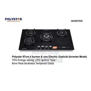 Polystar 90CM 4 Burner 1 Electric Built-in Gas Hob | PV-HBG804G1E