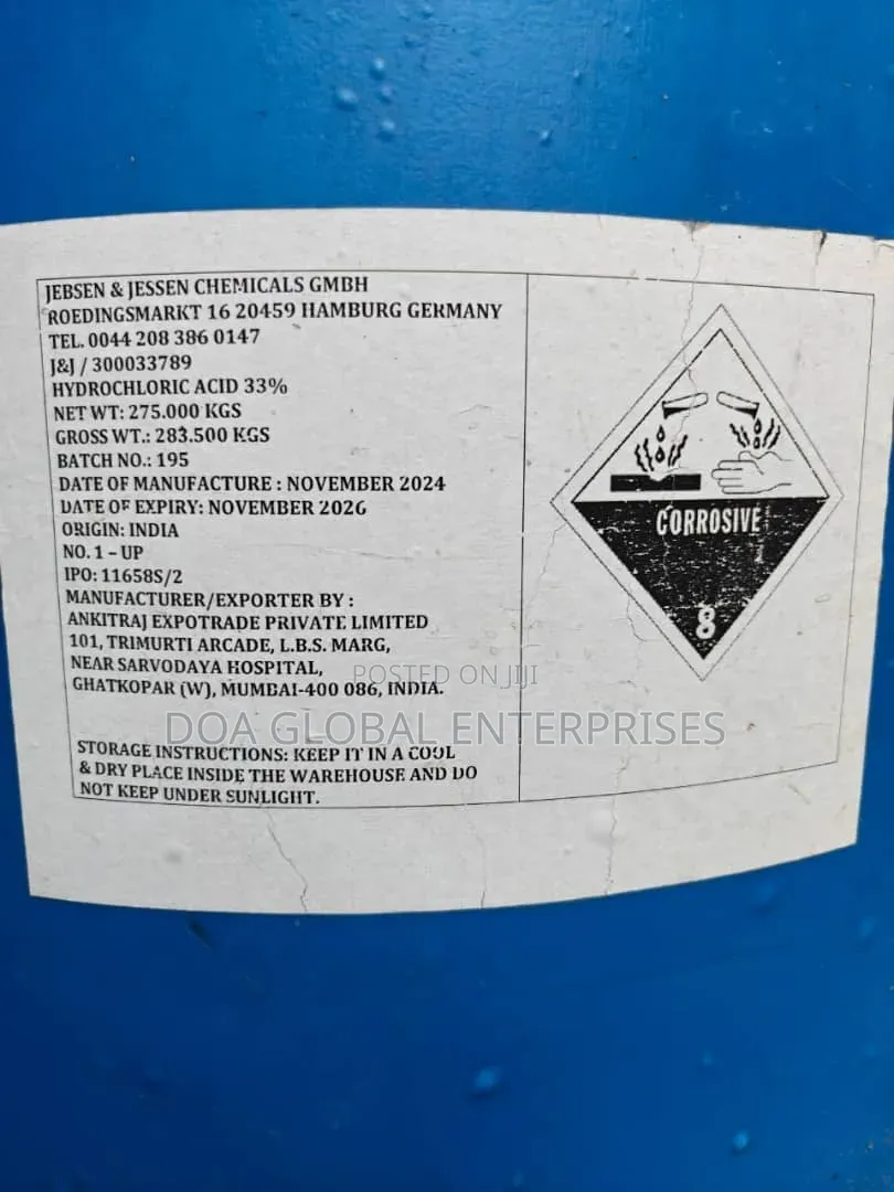 Hydrochloric Acid Drum 275kg 35%