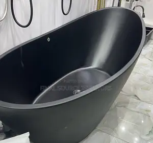 Matte Black Free Standing Oval Bathtub