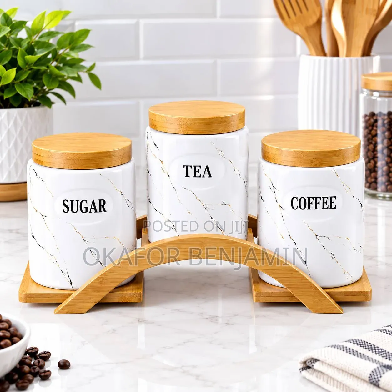 High Quality 3piecss Canister With Bamboo Base