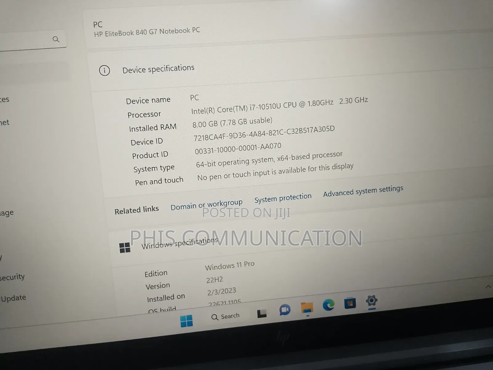 Laptop HP EliteBook 840 G7 8GB Intel Core i7 SSD 256GB
