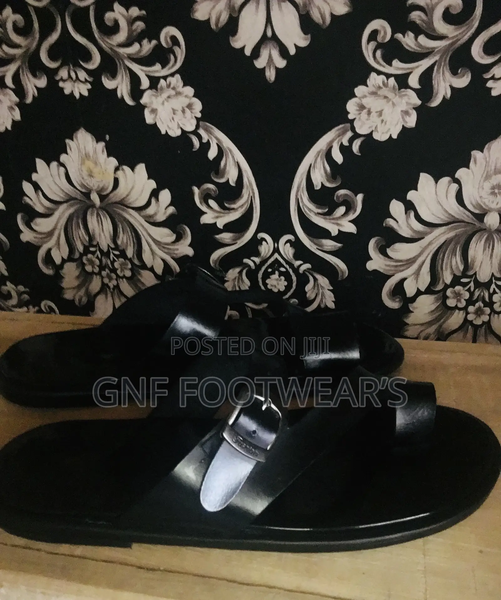 Mens Lether Palm Slippers Black Size 40-46 Durable Comfortable