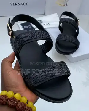 Mens Lether Palm Slippers Black Size 40-46 Durable Comfortable