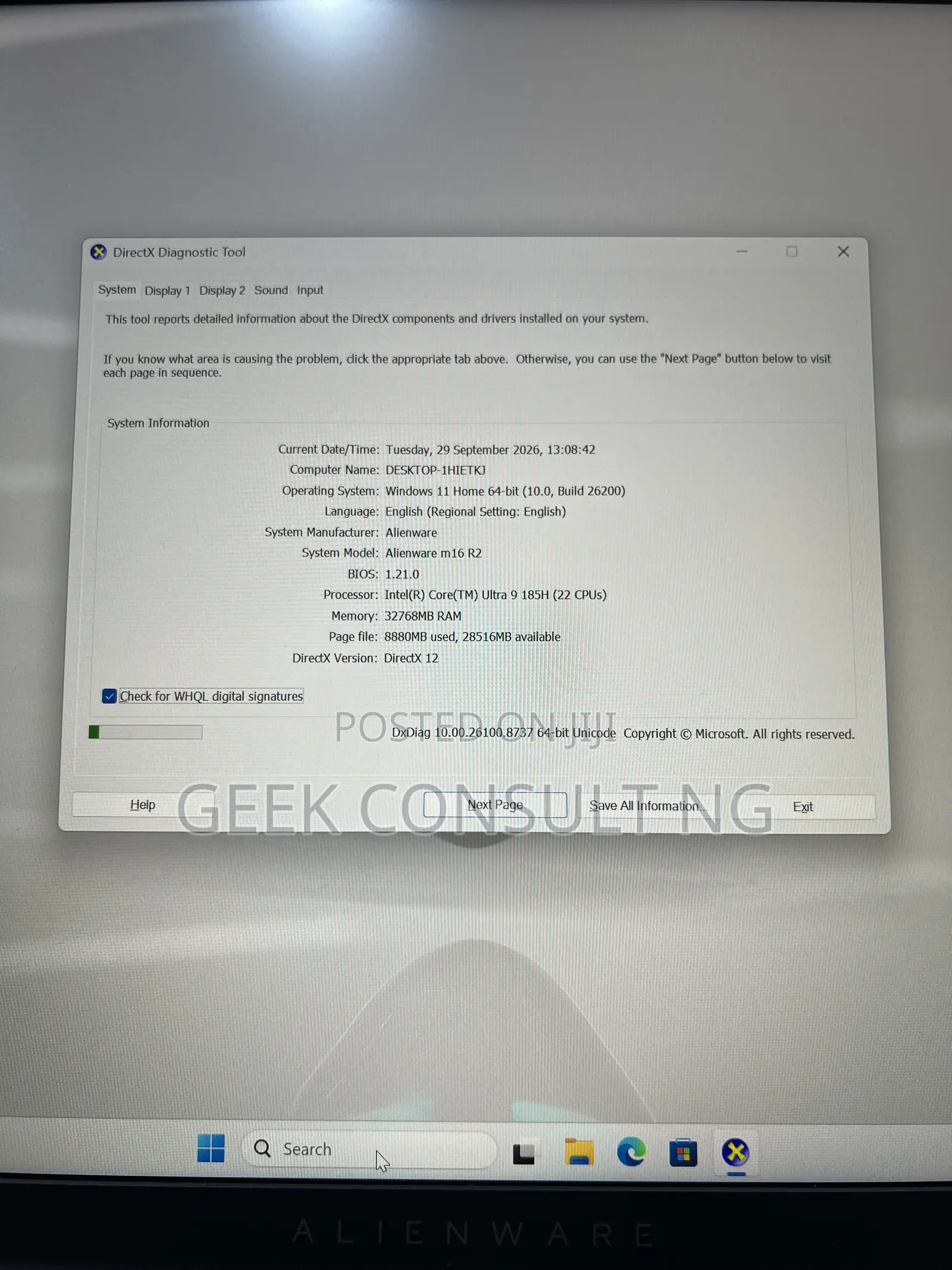 Laptop Alienware M16 R2 32GB Intel Core Ultra 9 SSD 1T