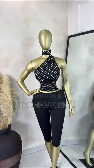 Polka Dot Halter Neck Backless Top