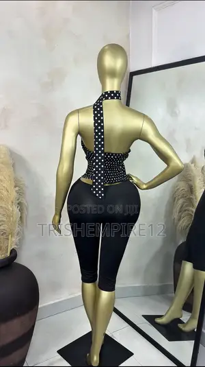 Polka Dot Halter Neck Backless Top