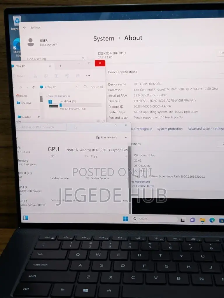 Laptop Dell XPS 15 9510 32GB Intel Core i9 SSD 1T