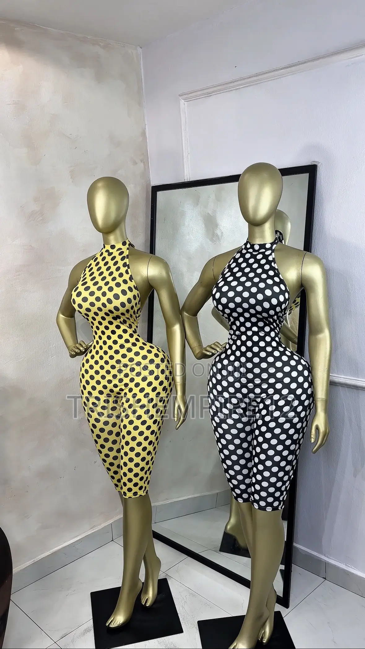 Polka Dot Halter Neck Backless Jumpsuit