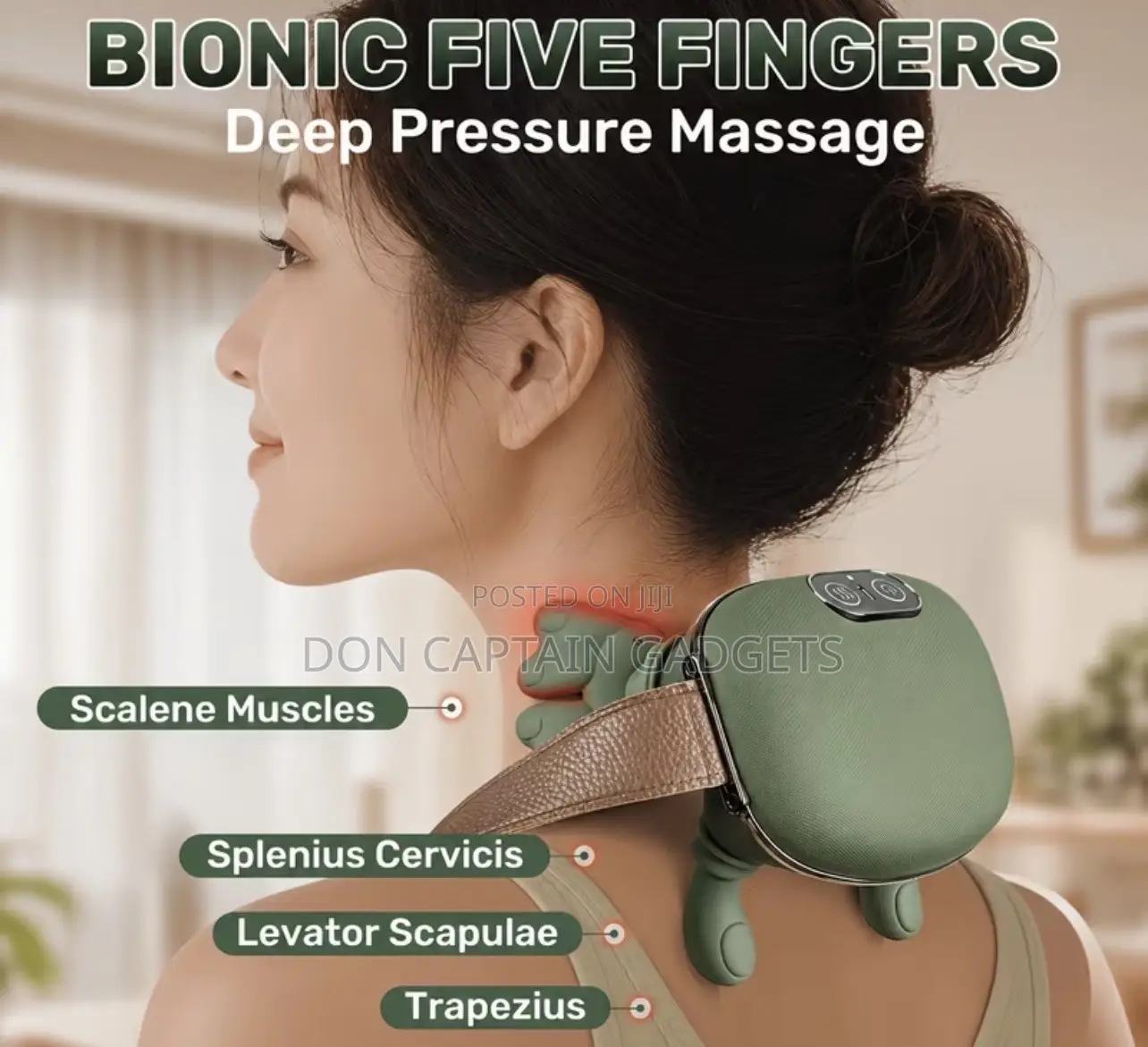 5D Kneading 4-Claw Shoulder Neck Massager, USB Rechargeable Heating