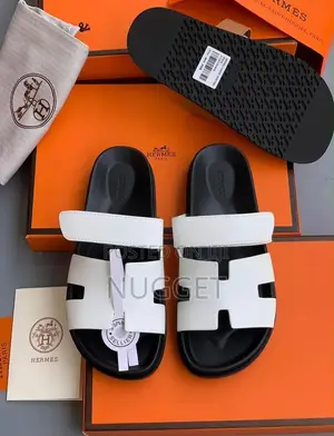 Hermes Palm Slippers Black/White /Grey