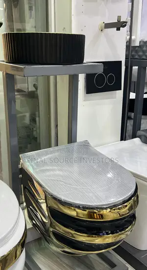 Black and Gold Stylish Water Closet and Basin