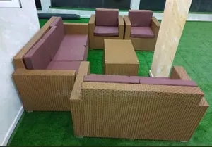 Brown Rattan Outdoor Sofa Set With Cushions