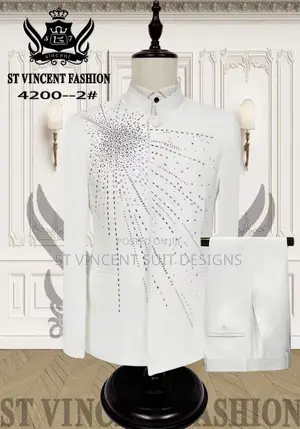 Luxury All White Stone Suit