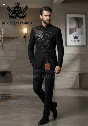 Luxury Black Stone Suit