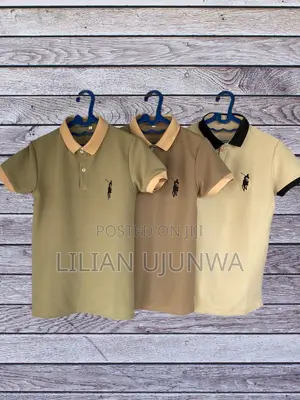 Boys Polo Top 3 Colors - Cream / Brown / Olive - Age 6,7,8yrs
