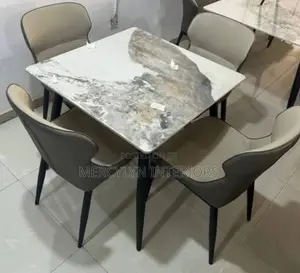 4 Seater Dining Set With Leather Chairs