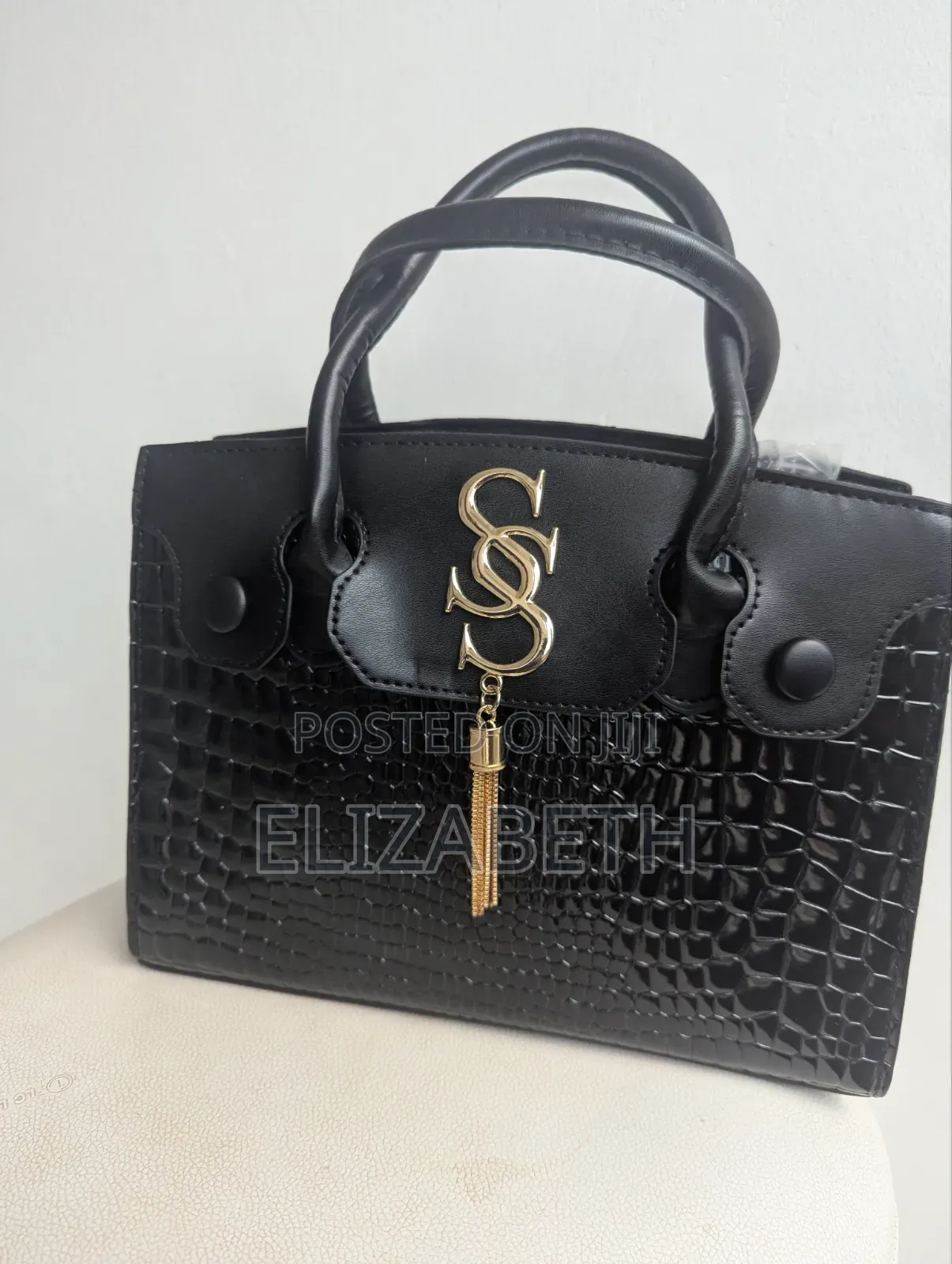 Brand New Classy Croc-Embossed Structured Handbag