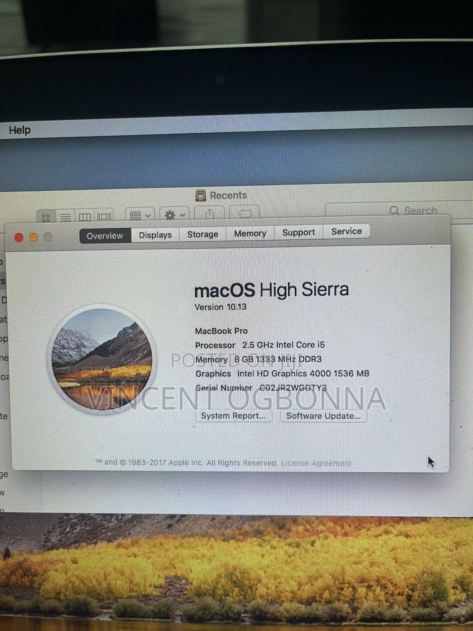Laptop Apple MacBook 2012 8GB Intel Core i5 SSD 128GB